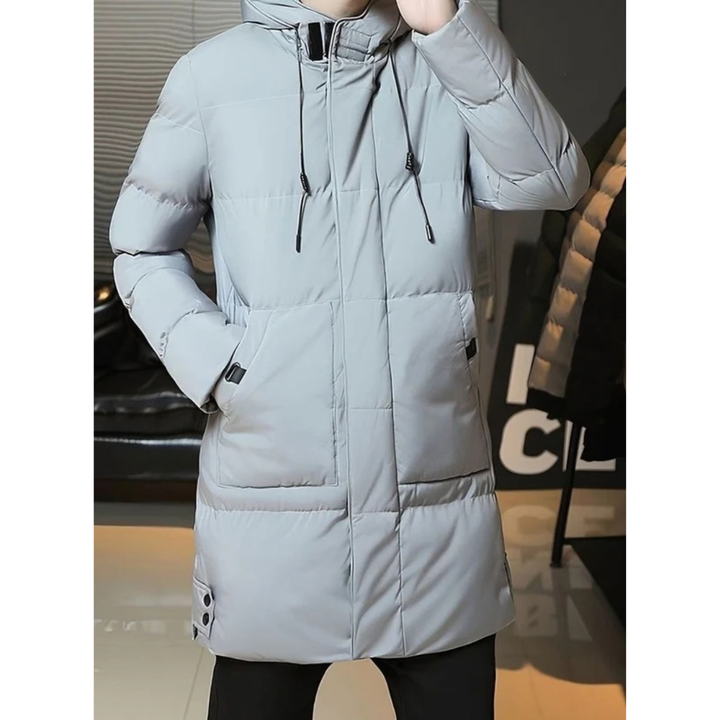 Edvorn | Herren Lange Winterjacke mit Kapuze - Black - Image 5