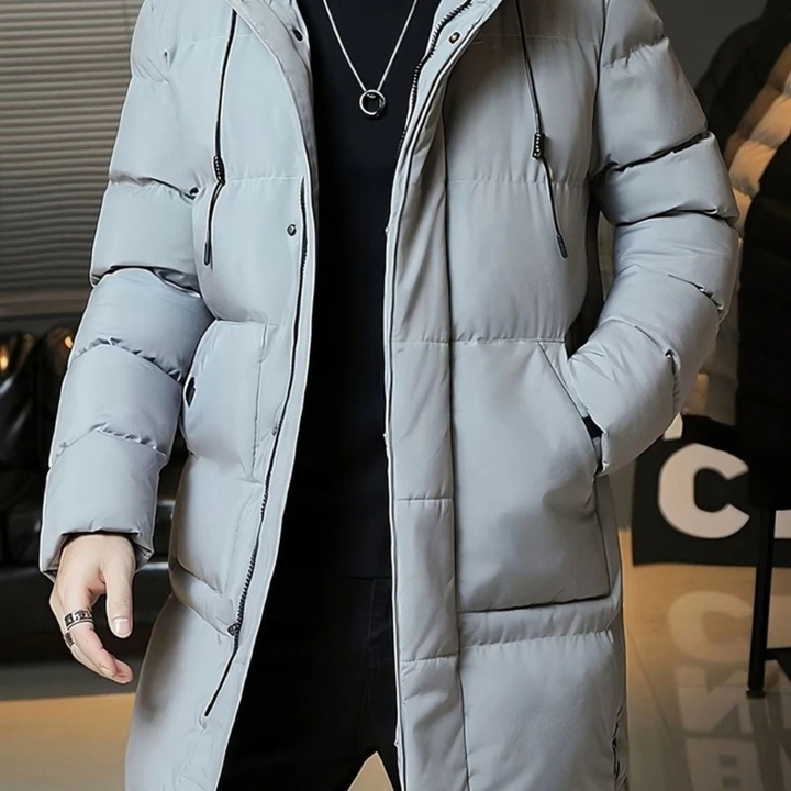 Edvorn | Herren Lange Winterjacke mit Kapuze - Black - Image 6