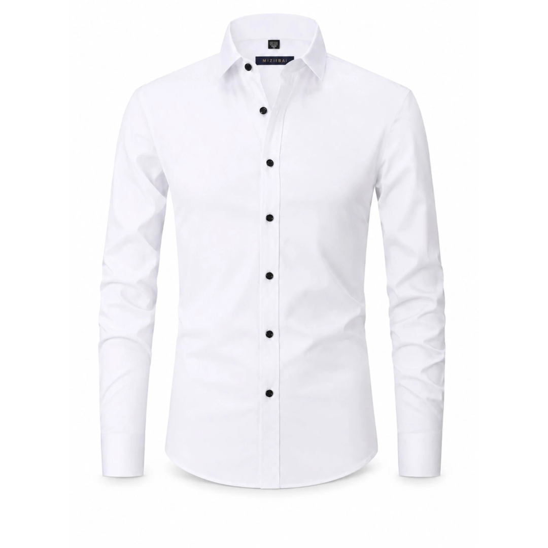 Edvorn | Herren Stretch Hemd Langarm Slim Fit - White - Image 4