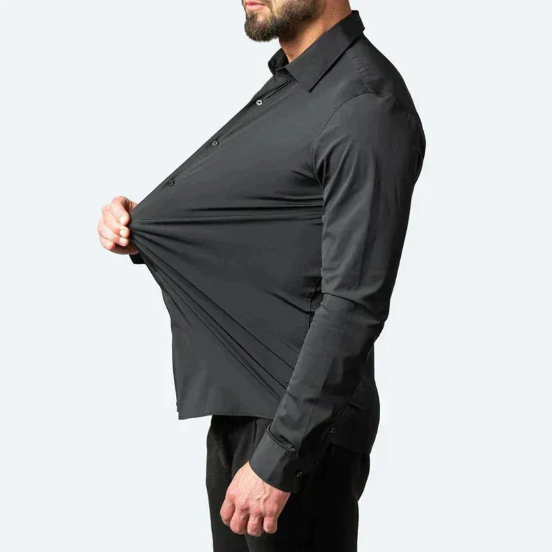 Edvorn | Herren Stretch Hemd Langarm Slim Fit - White - Image 7