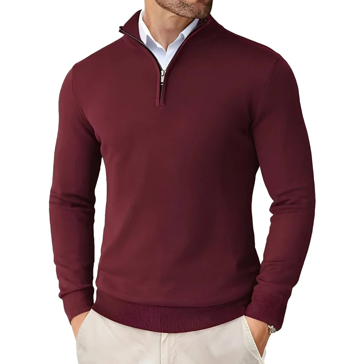 Edvorn | Herren Strickpullover mit Reißverschluss - Beige - Image 2