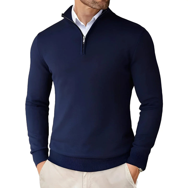 Edvorn | Herren Strickpullover mit Reißverschluss - Beige - Image 3