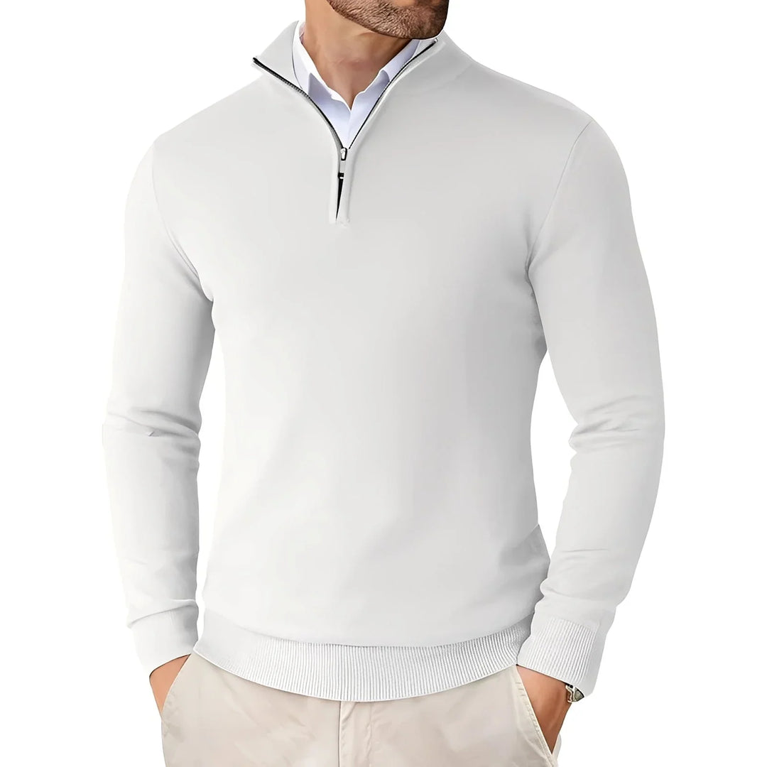 Edvorn | Herren Strickpullover mit Reißverschluss - Beige - Image 4