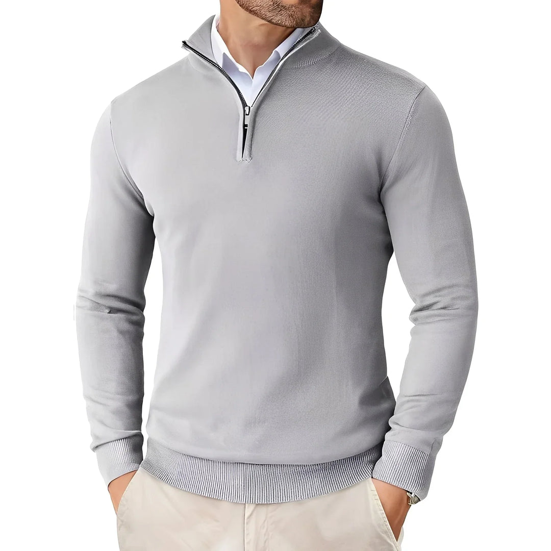 Edvorn | Herren Strickpullover mit Reißverschluss - Beige - Image 5