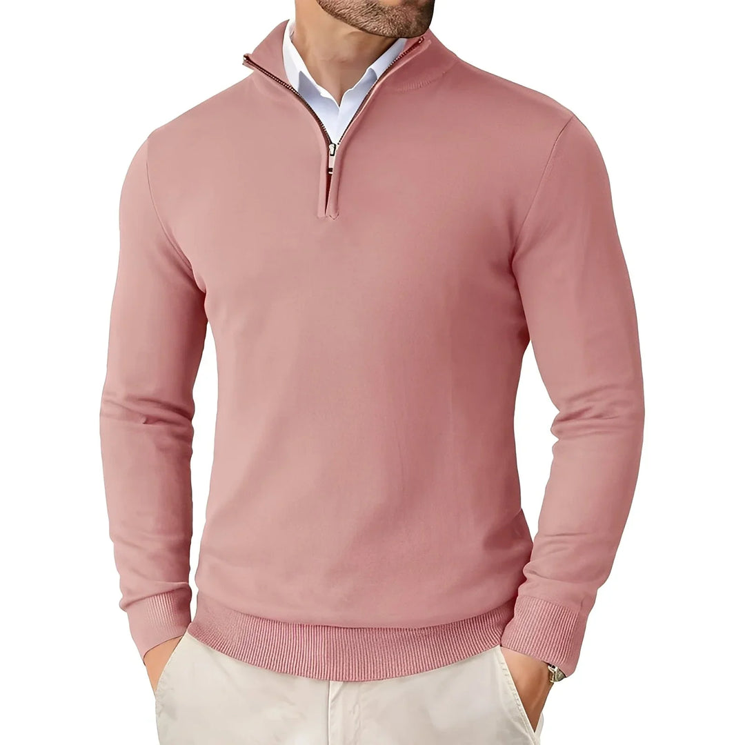 Edvorn | Herren Strickpullover mit Reißverschluss - Beige - Image 6
