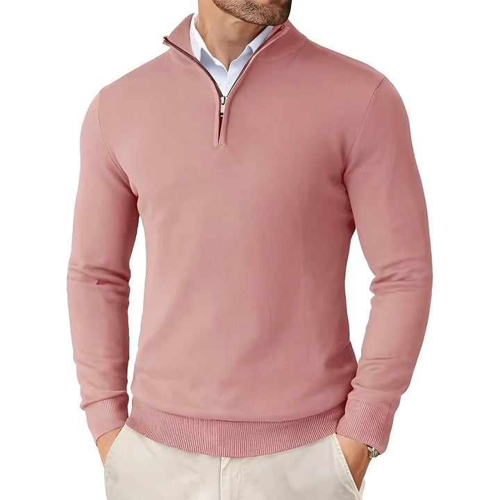 Edvorn | Herren Strickpullover mit Reißverschluss - Beige - Image 6