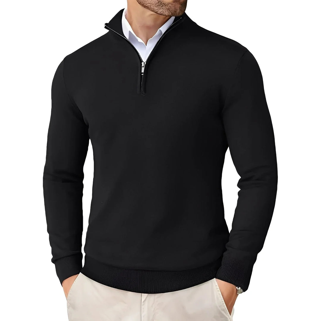 Edvorn | Herren Strickpullover mit Reißverschluss - Beige - Image 8