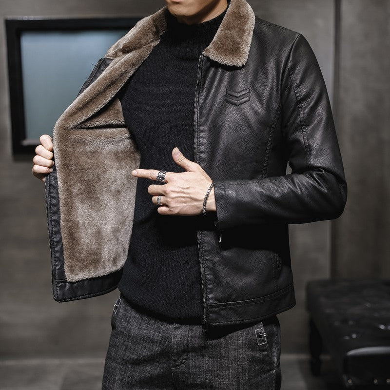Edvorn | Herren Winterjacke Kunstleder Fellkragen - Image 1