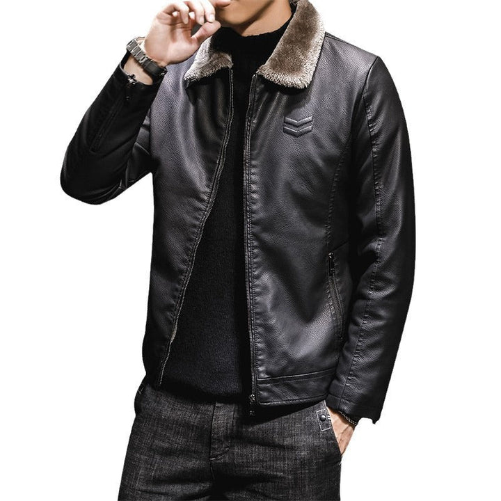 Edvorn | Herren Winterjacke Kunstleder Fellkragen - Image 5
