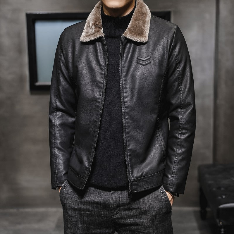 Edvorn | Herren Winterjacke Kunstleder Fellkragen - Image 6