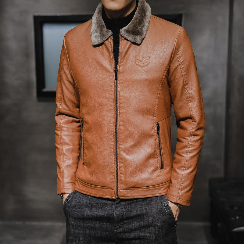 Edvorn | Herren Winterjacke Kunstleder Fellkragen - Image 8
