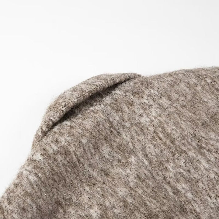 Eldora | Damen Wintermantel Boxy Wollmix-Blazer - Taupe - Image 4