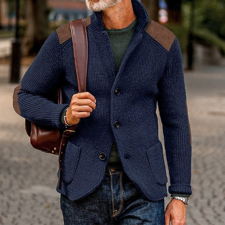 Eldrath | Herren Strickjacke mit Schulterpatches - Navy - Image 1