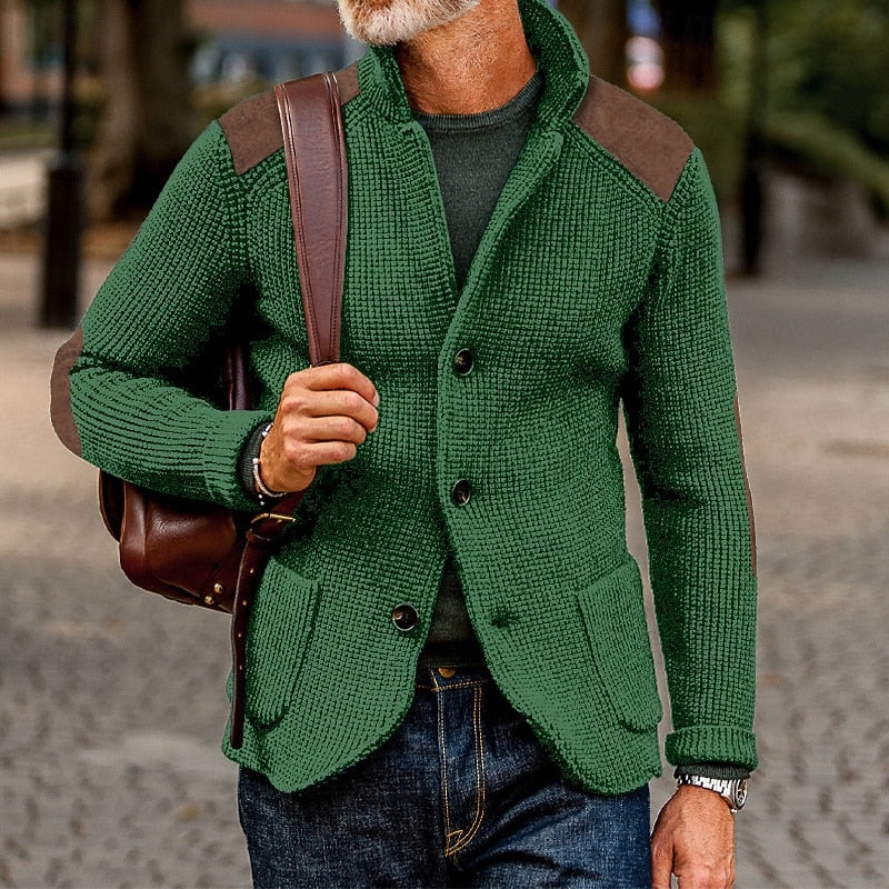 Eldrath | Herren Strickjacke mit Schulterpatches - Navy - Image 10