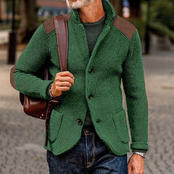 Eldrath | Herren Strickjacke mit Schulterpatches - Navy - Image 10