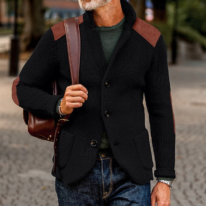 Eldrath | Herren Strickjacke mit Schulterpatches - Navy - Image 2