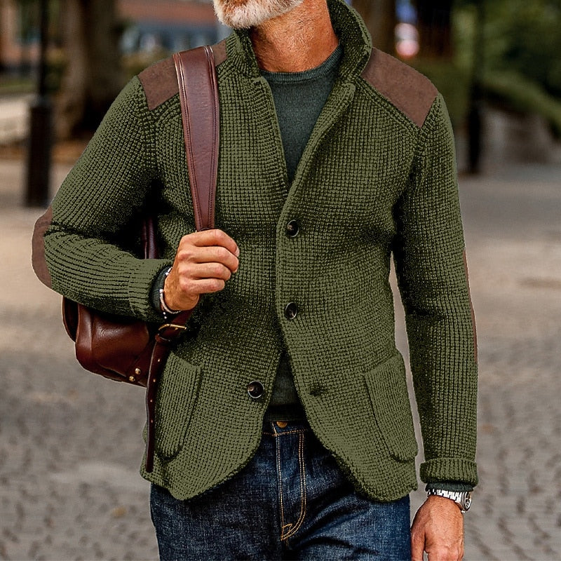 Eldrath | Herren Strickjacke mit Schulterpatches - Navy - Image 3
