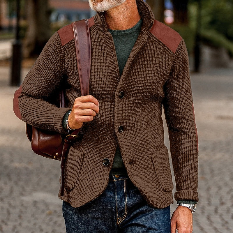 Eldrath | Herren Strickjacke mit Schulterpatches - Navy - Image 4