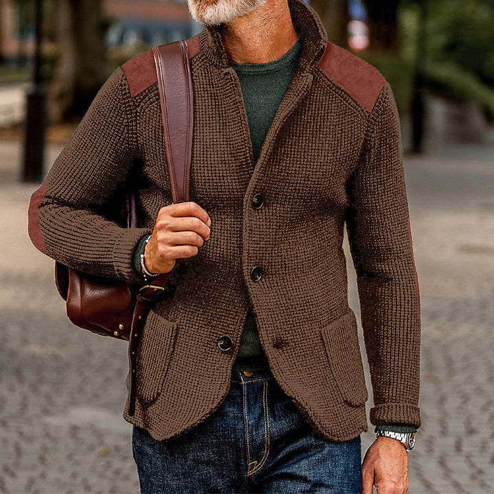 Eldrath | Herren Strickjacke mit Schulterpatches - Navy - Image 4