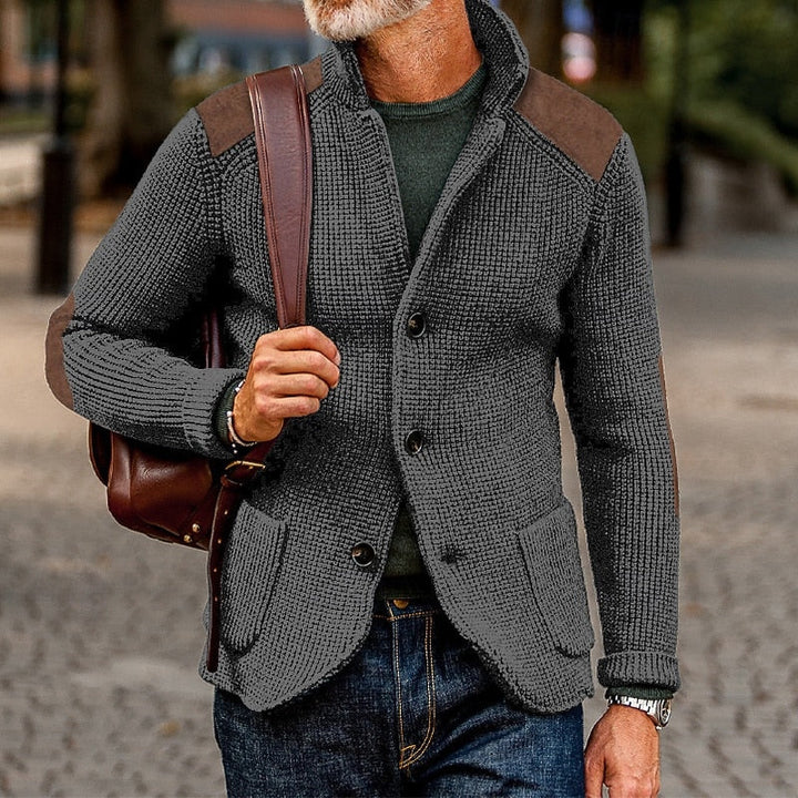 Eldrath | Herren Strickjacke mit Schulterpatches - Navy - Image 5