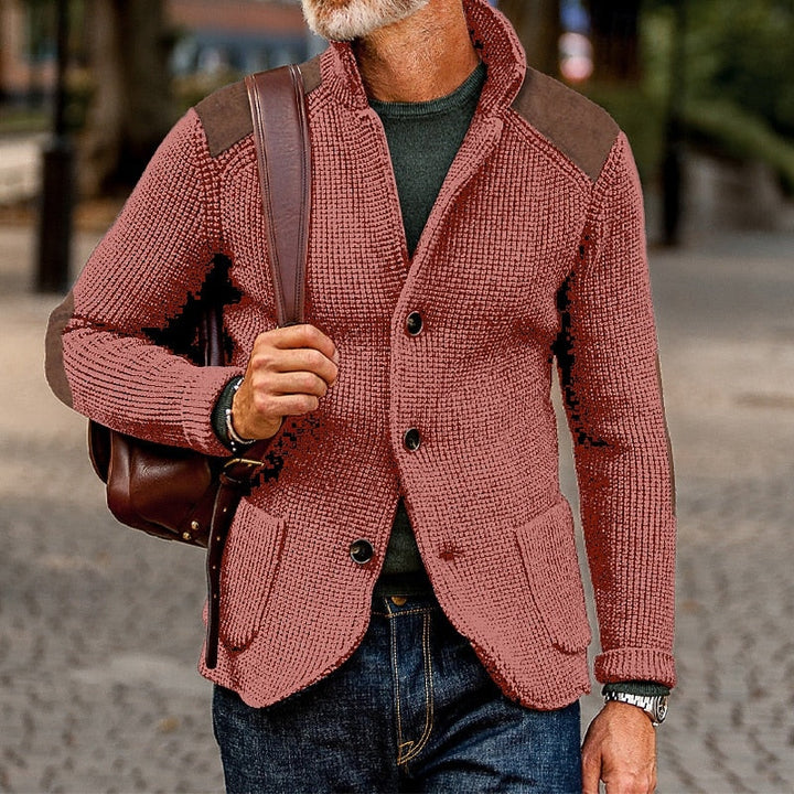 Eldrath | Herren Strickjacke mit Schulterpatches - Navy - Image 6