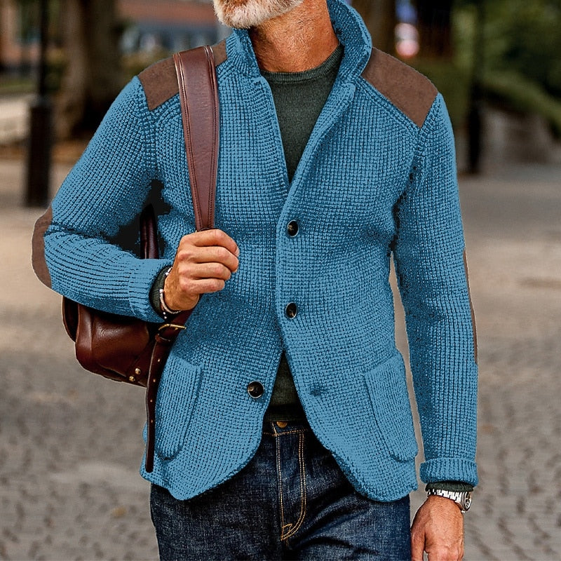 Eldrath | Herren Strickjacke mit Schulterpatches - Navy - Image 7