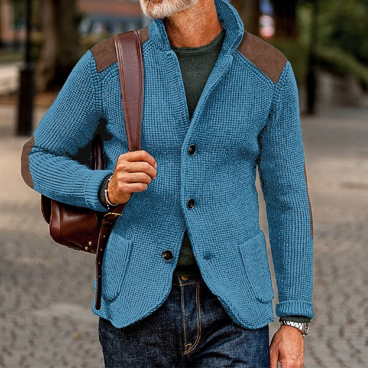 Eldrath | Herren Strickjacke mit Schulterpatches - Navy - Image 7