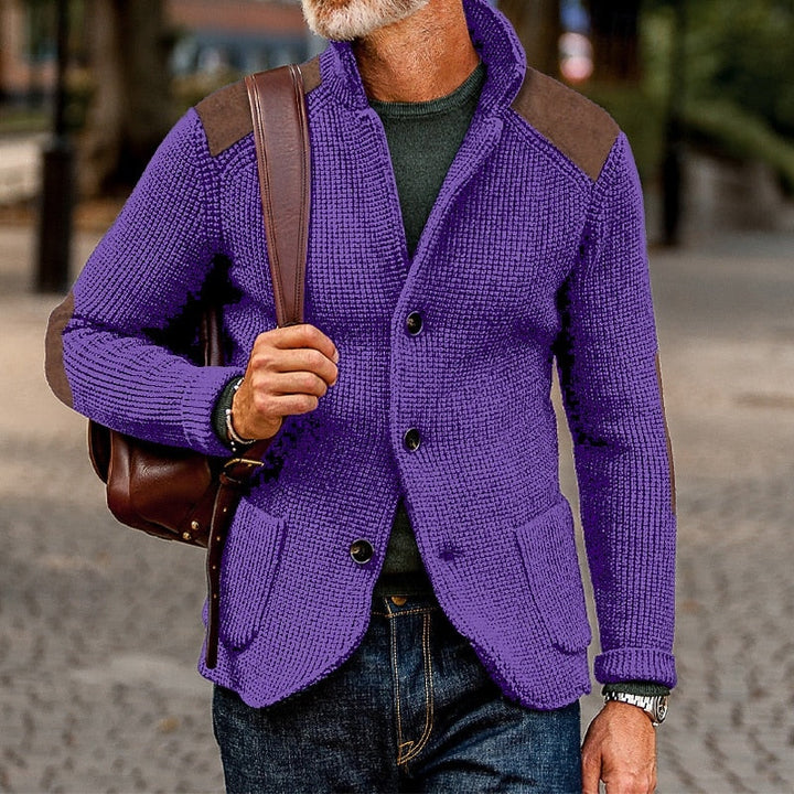 Eldrath | Herren Strickjacke mit Schulterpatches - Navy - Image 8