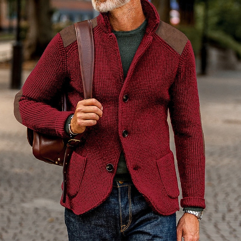 Eldrath | Herren Strickjacke mit Schulterpatches - Navy - Image 9