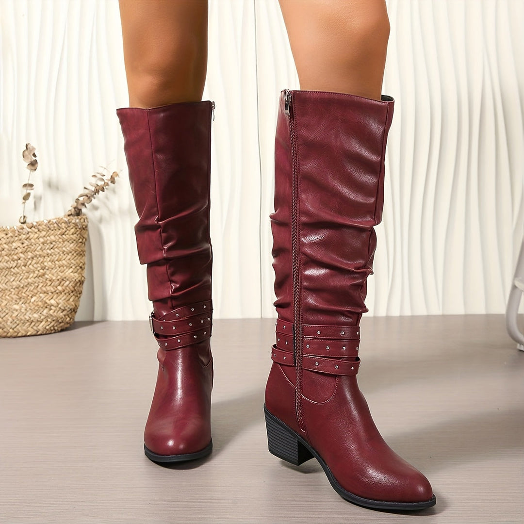 Eldvira | Damen Kniehohe Stiefel Slouch-Boot Schwarz - Black - Image 11