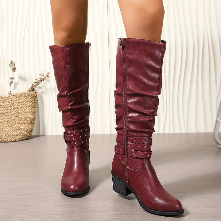 Eldvira | Damen Kniehohe Stiefel Slouch-Boot Schwarz - Black - Image 11