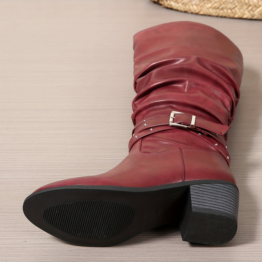 Eldvira | Damen Kniehohe Stiefel Slouch-Boot Schwarz - Black - Image 12