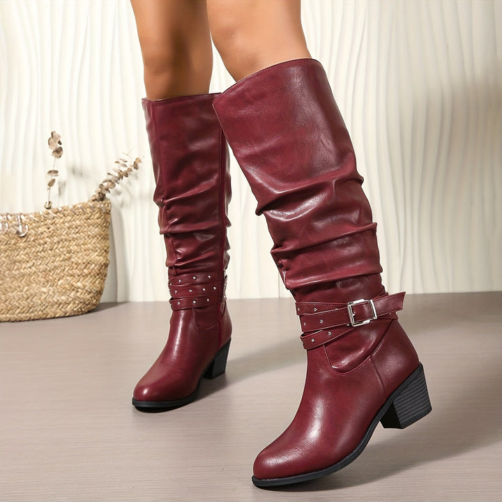 Eldvira | Damen Kniehohe Stiefel Slouch-Boot Schwarz - Black - Image 9