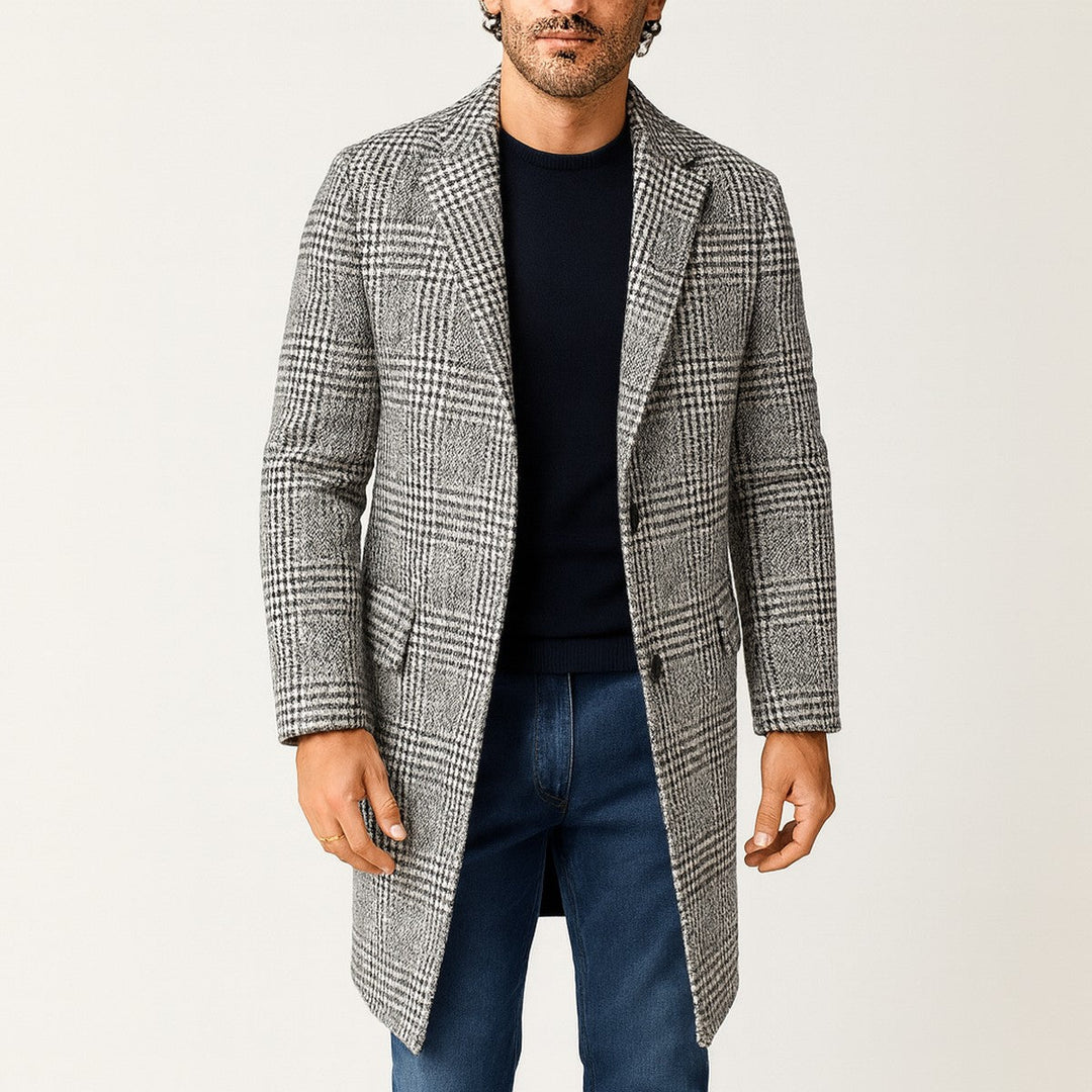 Eldwin | Herren Wintermantel Karo Wollmantel - Image 1