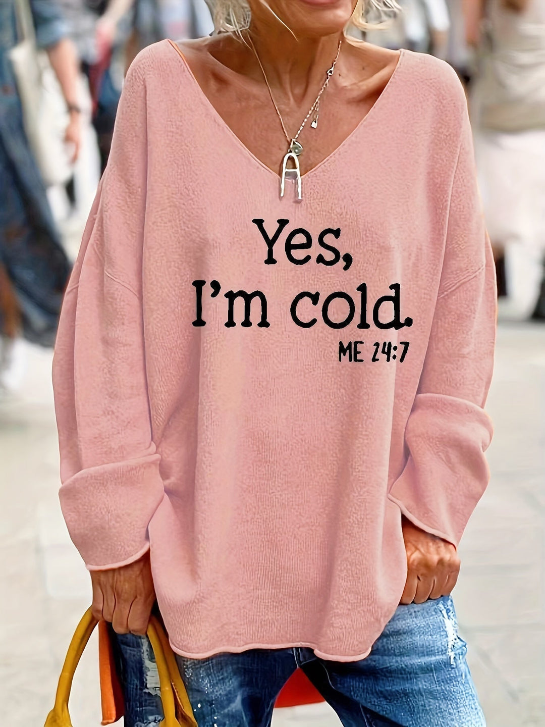Elsvina | Damen Pullover mit Aufdruck Oversize - Image 3