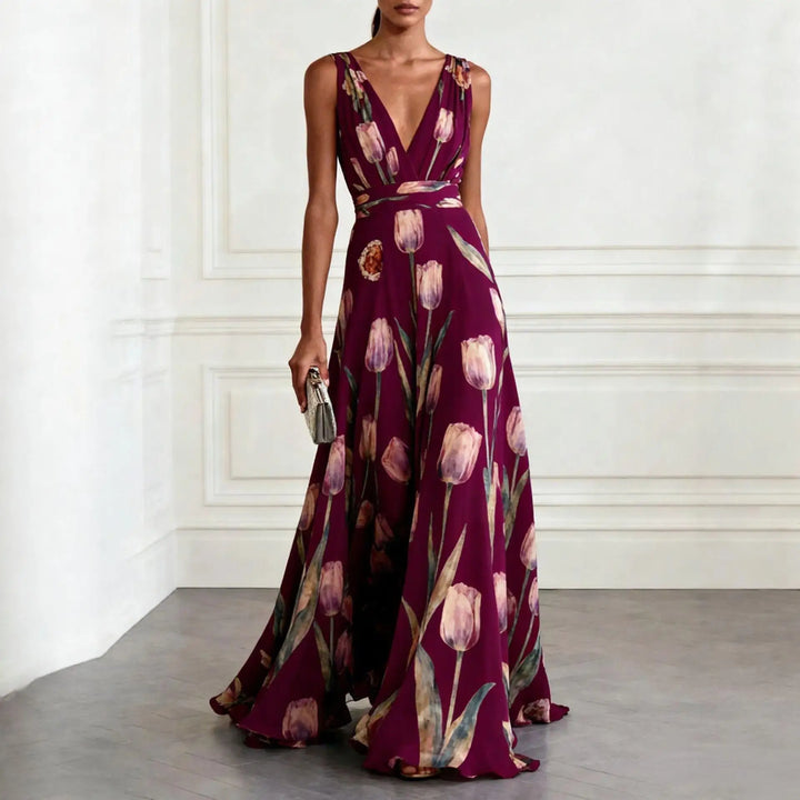 Elvindra | Damen Festliches Maxikleid Tulpenprint - Image 3