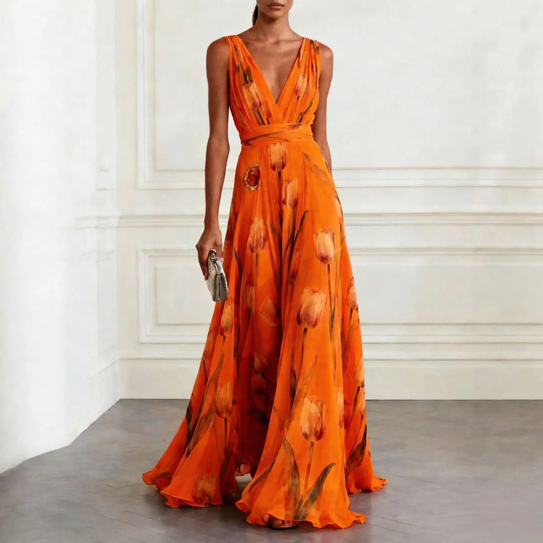 Elvindra | Damen Festliches Maxikleid Tulpenprint - Image 4