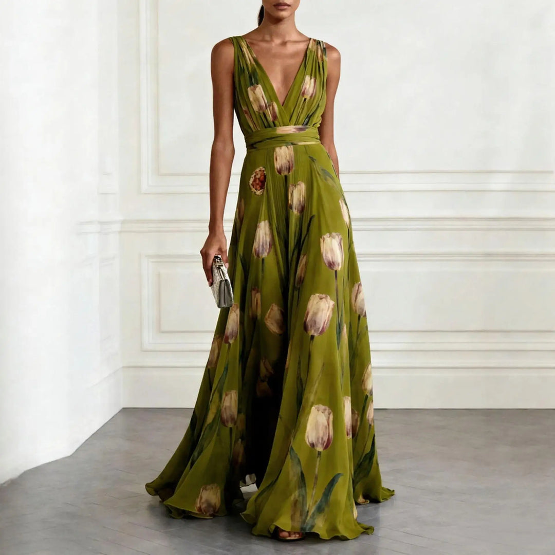 Elvindra | Damen Festliches Maxikleid Tulpenprint - Image 5