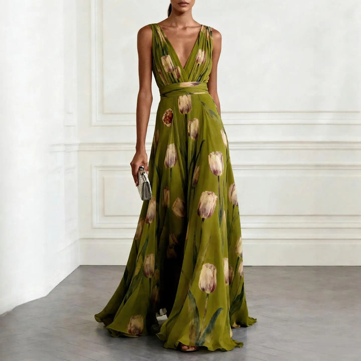 Elvindra | Damen Festliches Maxikleid Tulpenprint - Image 5