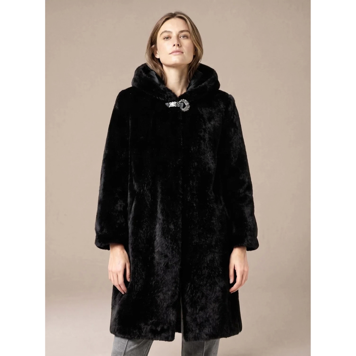 Elvorna | Damen Kunstpelz Winterjacke mit Kapuze - Image 2