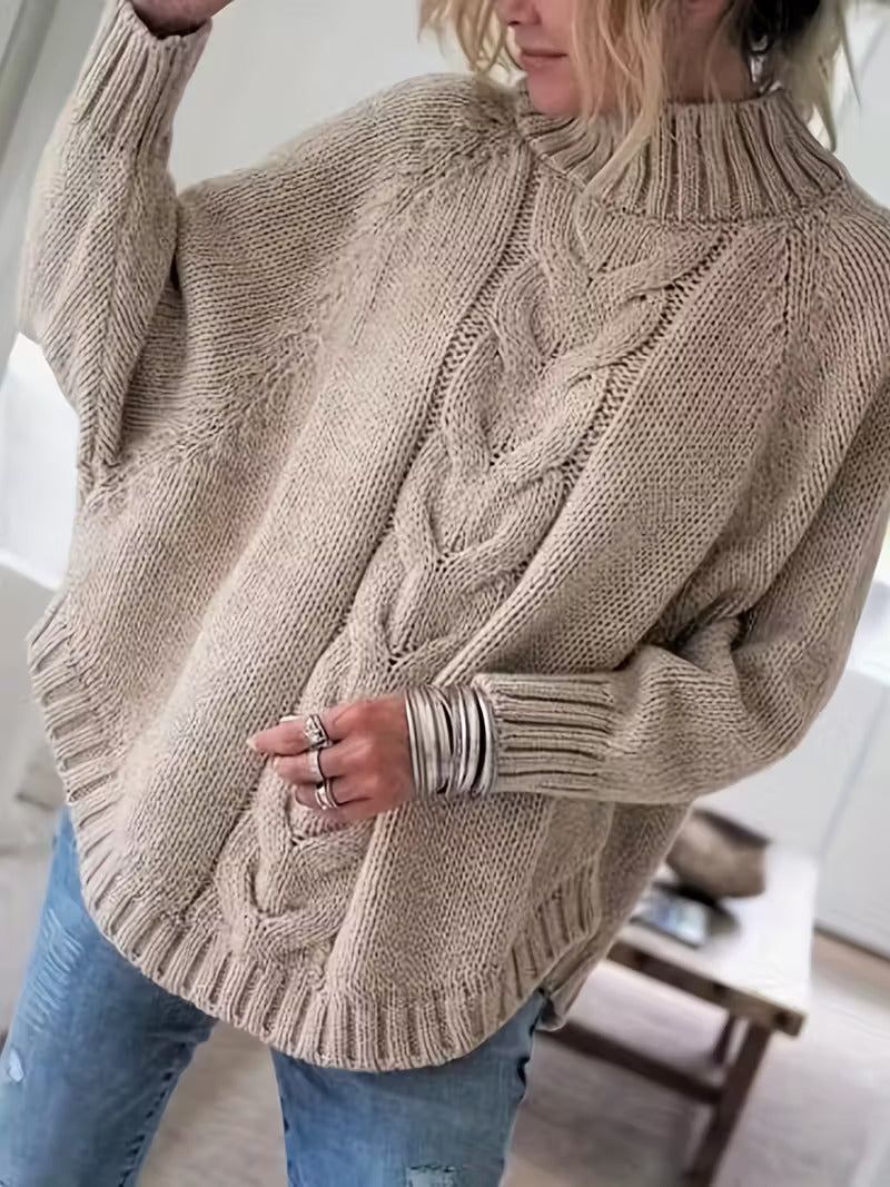 Felvira | Damen Oversize Pullover mit Zopfmuster - Beige - Image 1