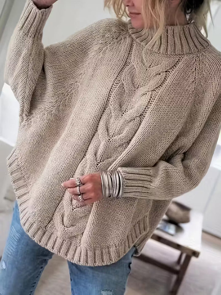 Felvira | Damen Oversize Pullover mit Zopfmuster - Beige - Image 1