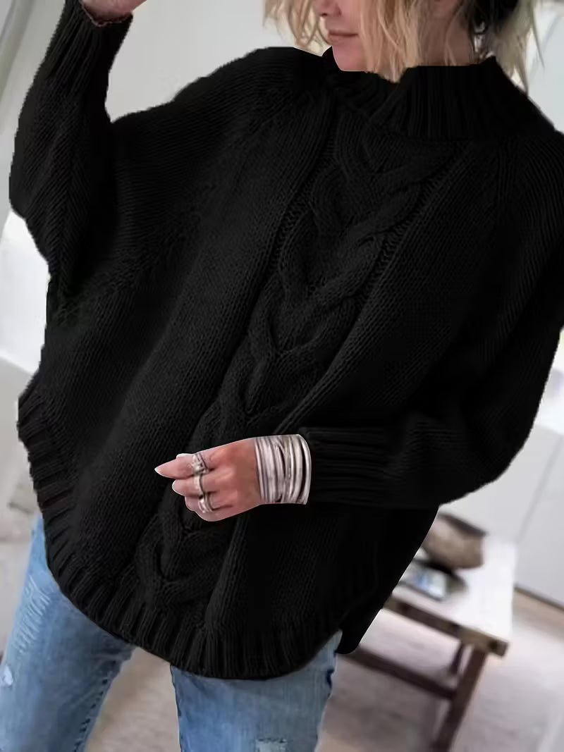 Felvira | Damen Oversize Pullover mit Zopfmuster - Beige - Image 4
