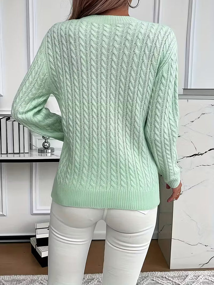 Felvira | Damen Zopfmuster Strickpullover Rundhals - Image 12