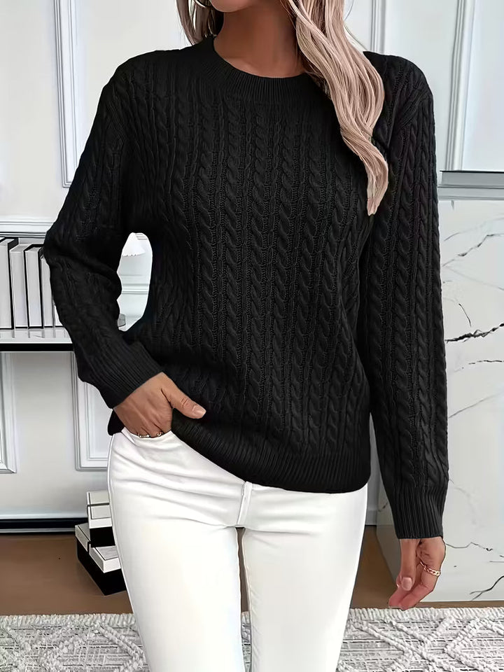 Felvira | Damen Zopfmuster Strickpullover Rundhals - Image 8