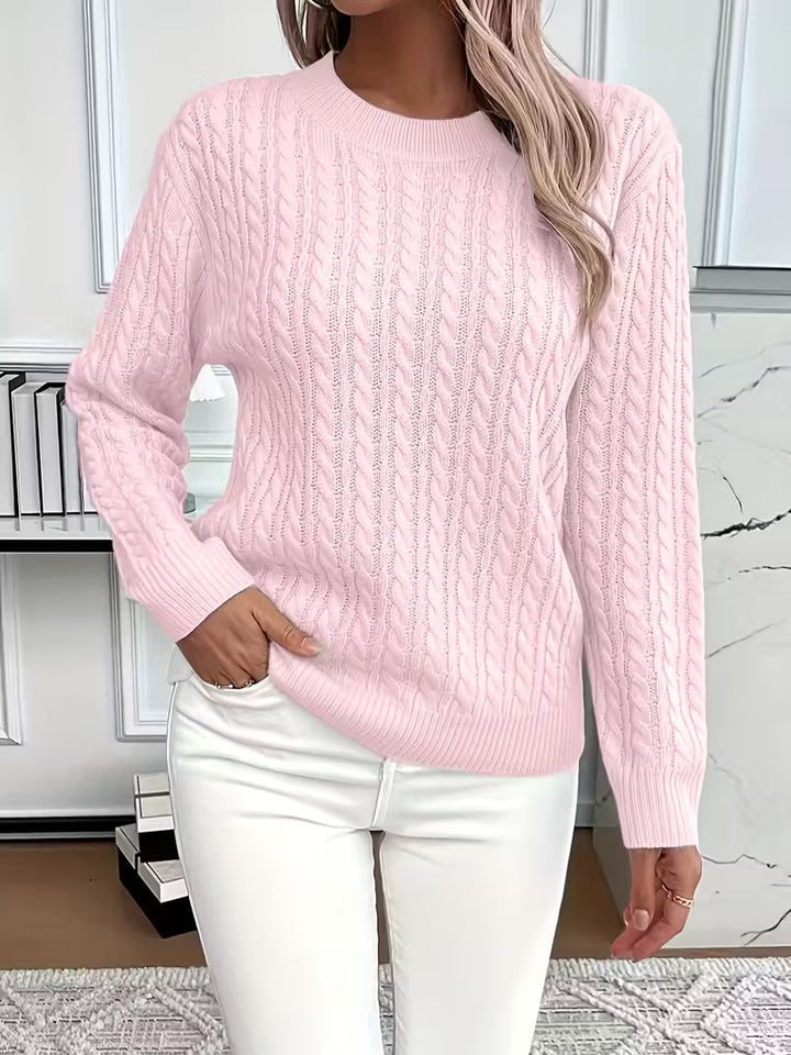 Felvira | Damen Zopfmuster Strickpullover Rundhals - Image 9