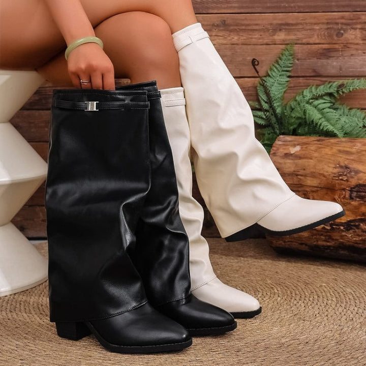 Felvorne | Damen Kniehohe Slouch-Stiefel - Black - Image 2