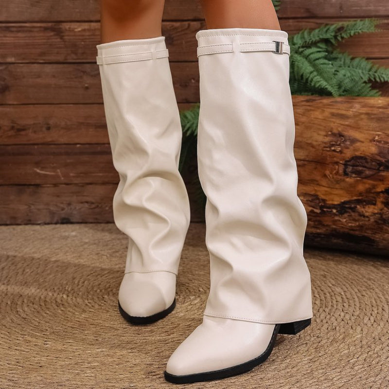Felvorne | Damen Kniehohe Slouch-Stiefel - Black - Image 8