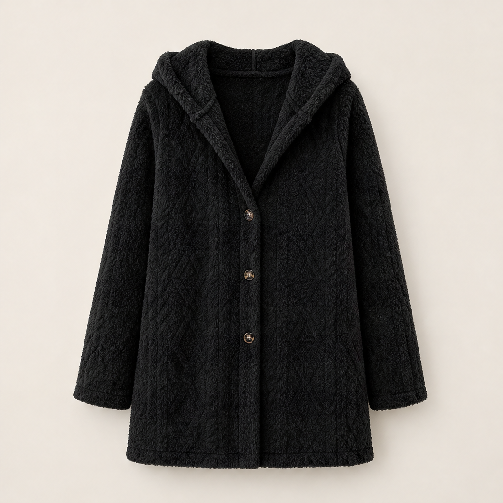 Femvora | Damen Winterjacke Teddyfleece mit Kapuze - Beige - Image 6