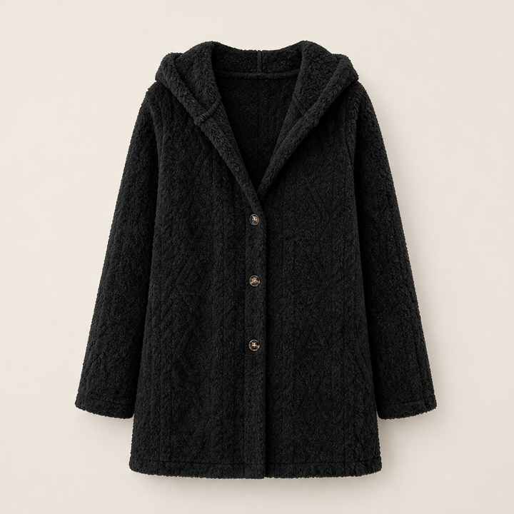 Femvora | Damen Winterjacke Teddyfleece mit Kapuze - Beige - Image 6